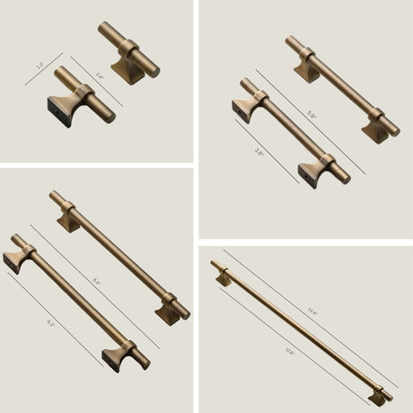 Ansel knob and pulls from Love Hohm with measurements on a beige background.