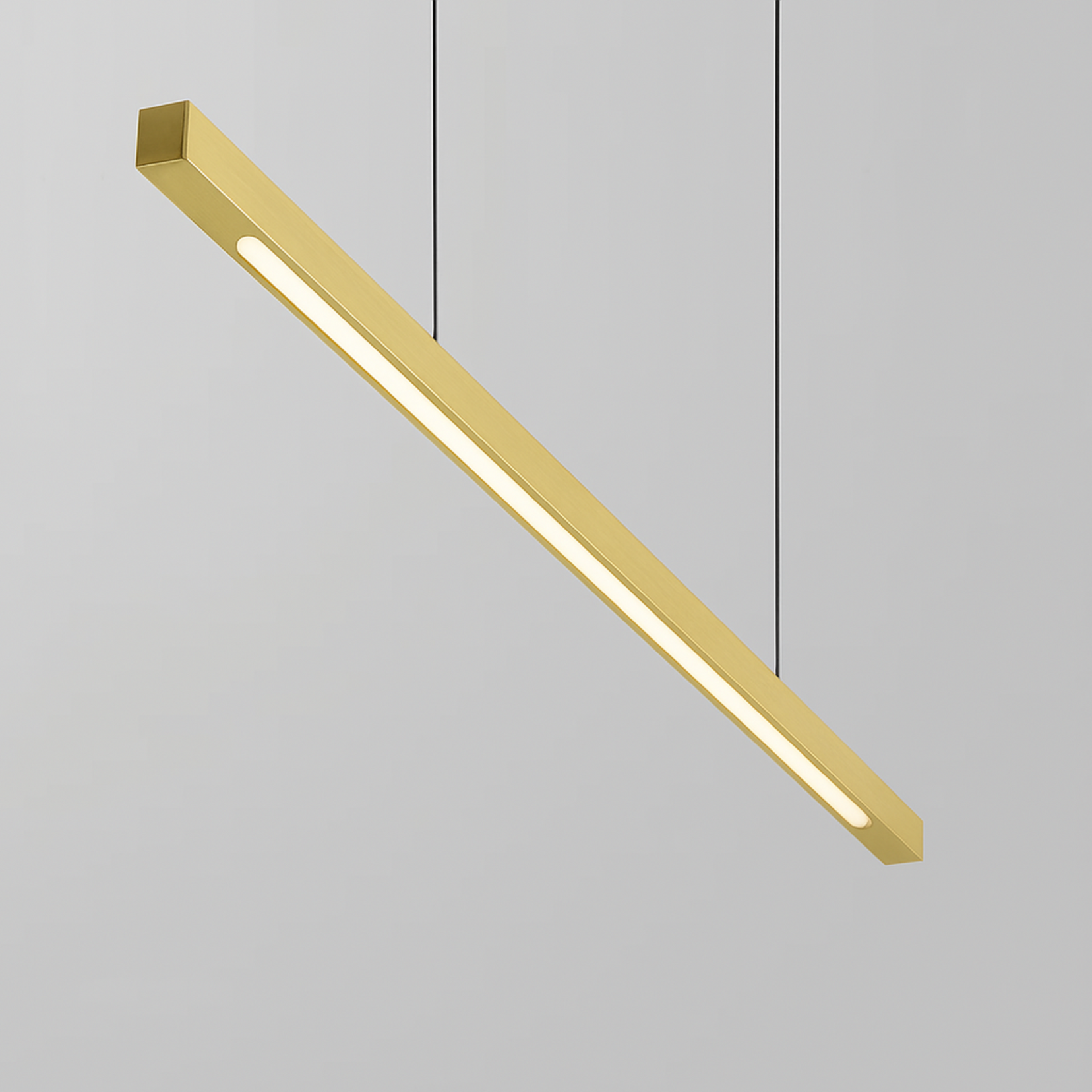 Beam pendant light fixture in pine on a gray background