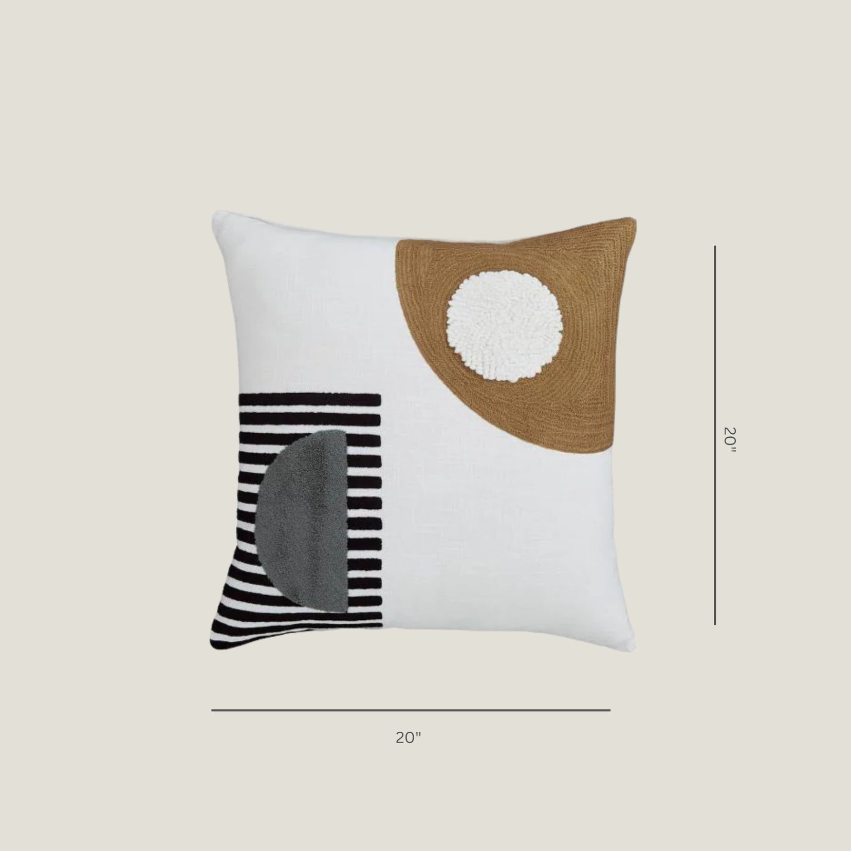Glyph decorative pillow from Love Hohm with geometric patterns on a beige background