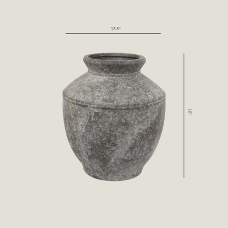 Granate ceramic vase from Love Hohm with dimensions on a light gray background