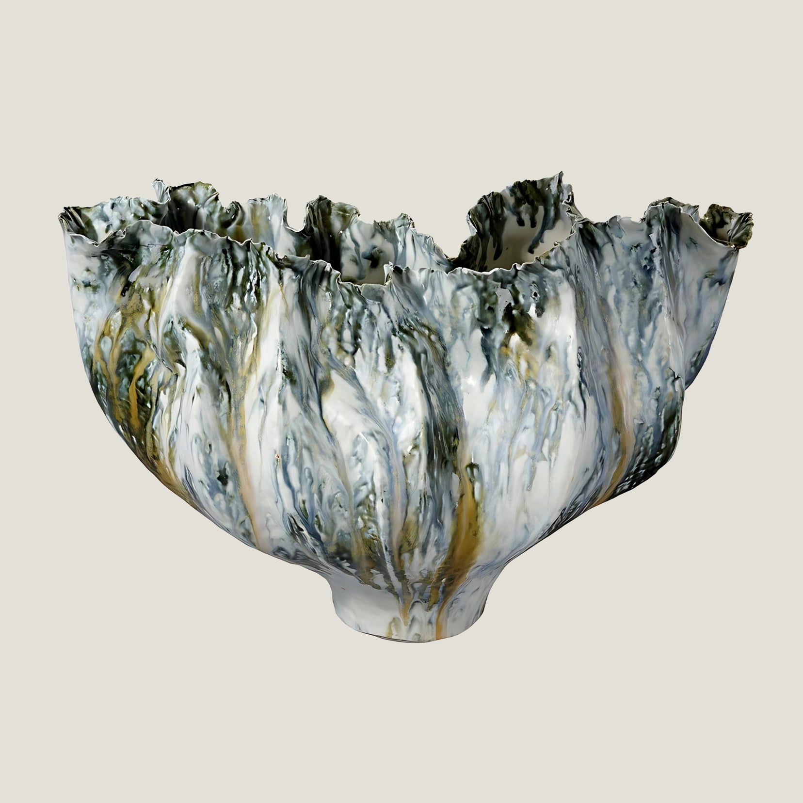 Marrow marble-patterned ceramic sculpture from Love Hohm on a light gray background