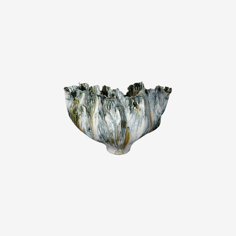 Marrow marble-patterned ceramic sculpture from Love Hohm on a light gray background