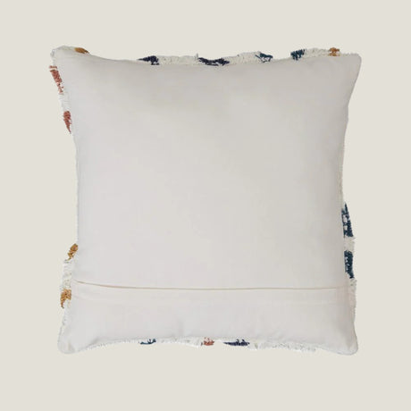 Stillwater decorative accent pillow from Love Hohm with colorful trim on a white background