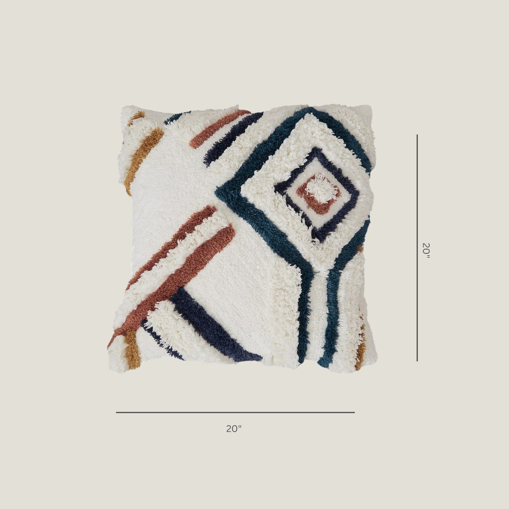 Stillwater decorative accent pillow from Love Hohm with geometric pattern on a white background